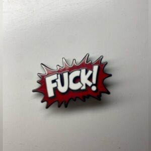 Red and White "F*CK!" Enamel Hat Pin by Strike Gently Co